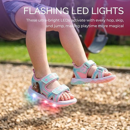 Moana LED Light-Up Sandals – Outdoor Slip-On Strap Sandals for Toddler Girls – Size 5-12 Little Kid