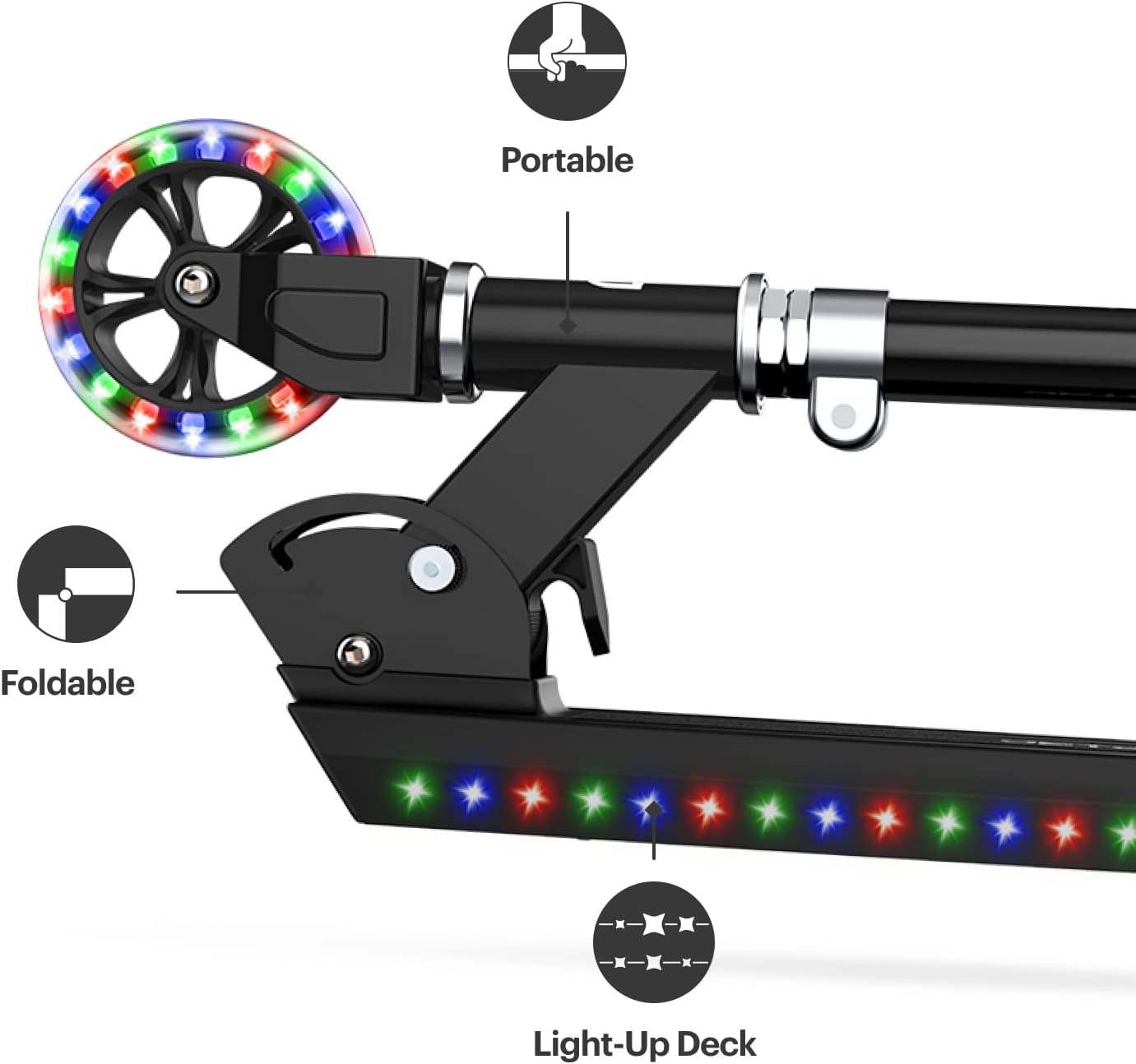 Light-Up 2-Wheel Kick Scooter with Adjustable Handlebar for Ages 5+