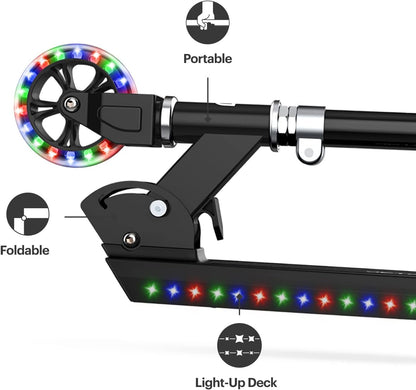 Light-Up 2-Wheel Kick Scooter with Adjustable Handlebar for Ages 5+