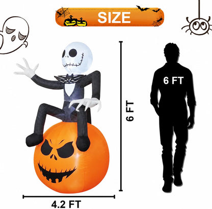 6 Ft Halloween Inflatable Pumpkin – LED Light-Up Outdoor Blow-Up Yard Decoration for Lawn & Garden