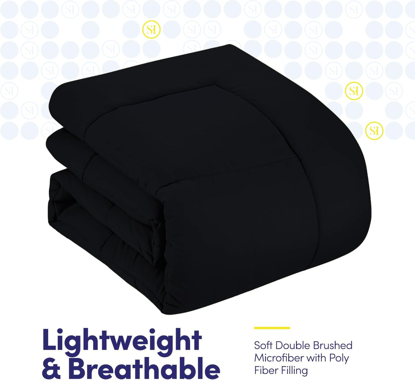 5-Piece Twin Comforter Set – All-Season Down Alternative with Microfiber Sheets (Black)