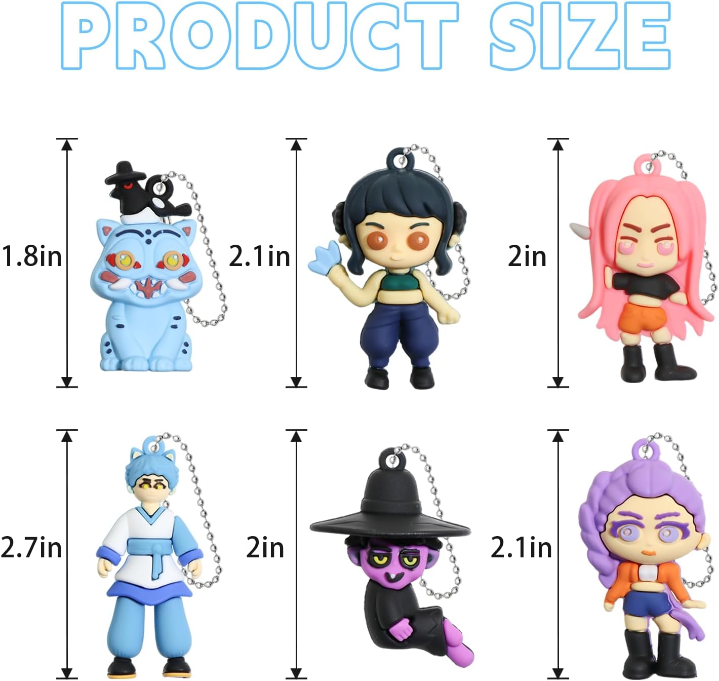 K Pop Demon Hunters Keychain Figure Set (12 PCS) – Anime Character Key Rings for Bags, Phones & Car Keys – Fan Collectible Decor