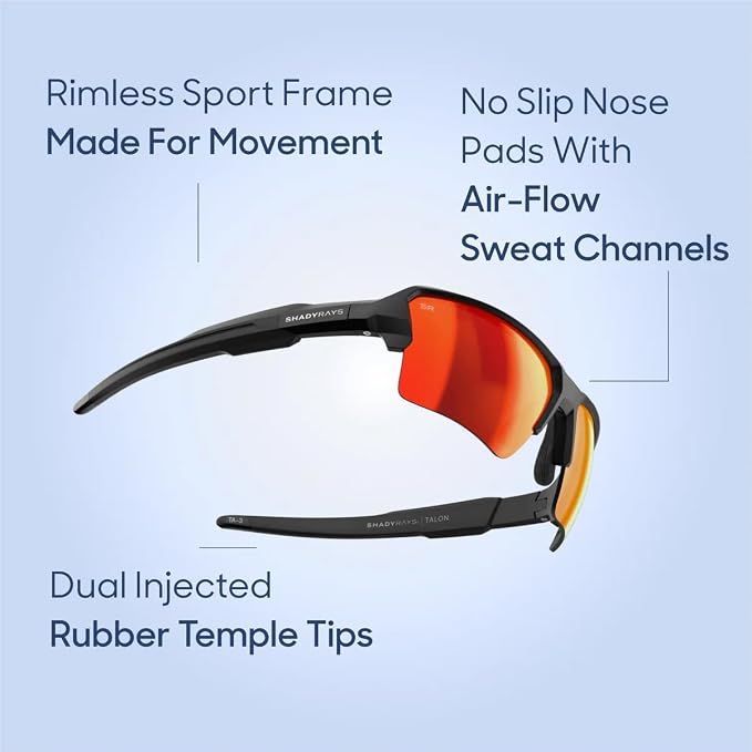 Black Infrared Talon Polarized Sport Sunglasses – Men's Semi-Rimless Athletic Performance Eyewear