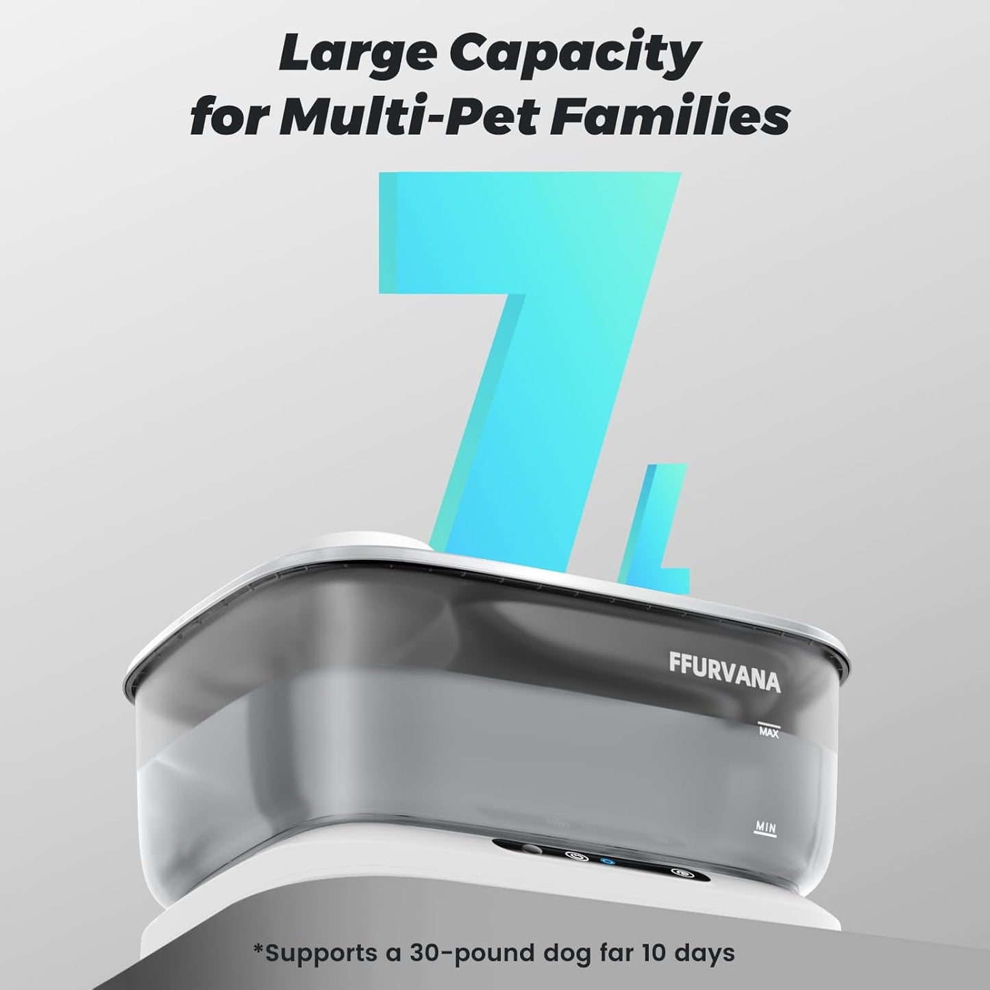 7L Smart Pet Fountain, 68-Day Battery, Quiet Design Dual Modes (Wireless & Wired) for Large Dogs and Multi-Pet Homes