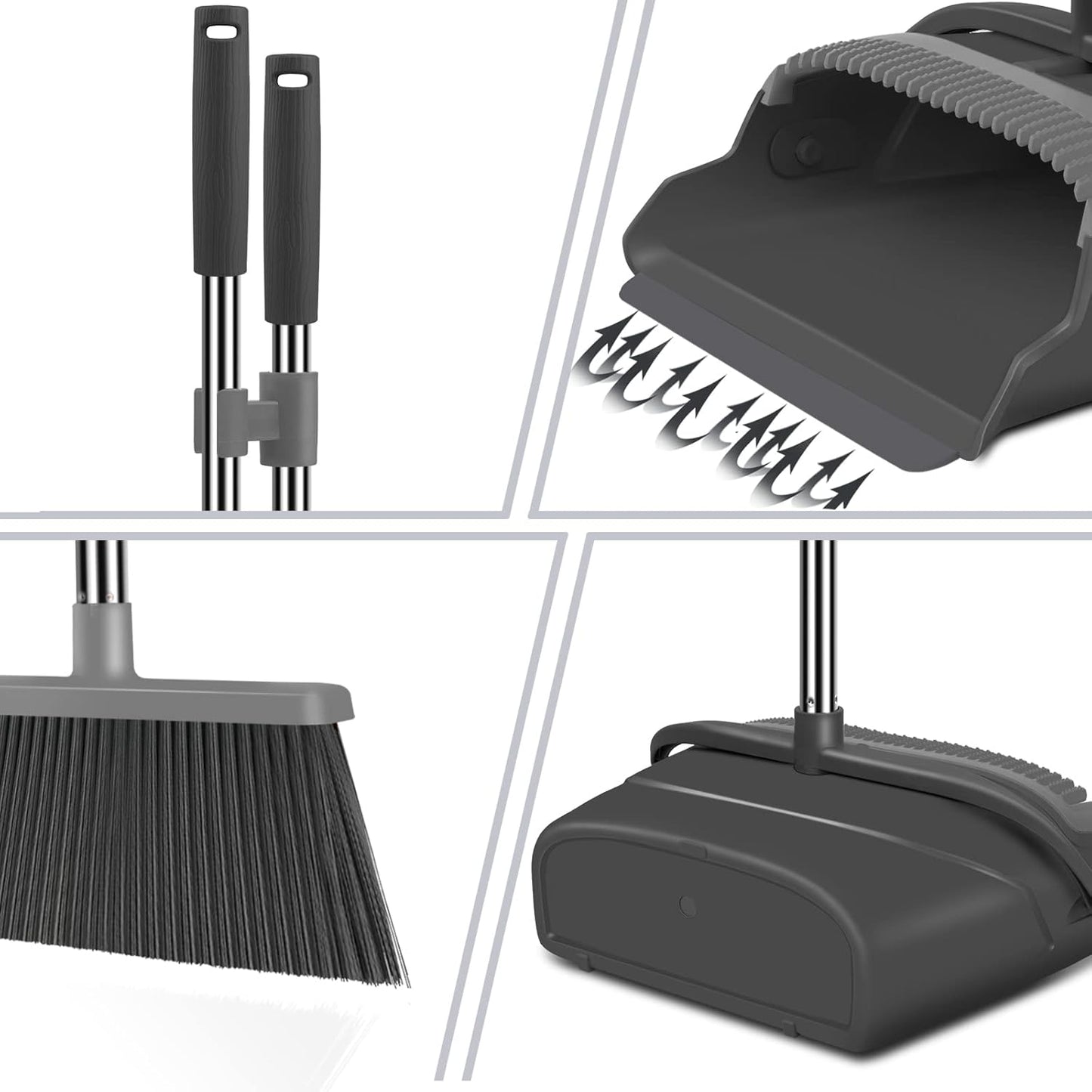 Broom and Dustpan Set for Home, Office, Indoor&Outdoor Sweeping
