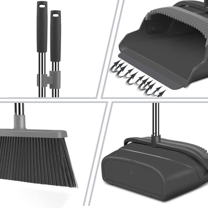 Broom and Dustpan Set for Home, Office, Indoor&Outdoor Sweeping