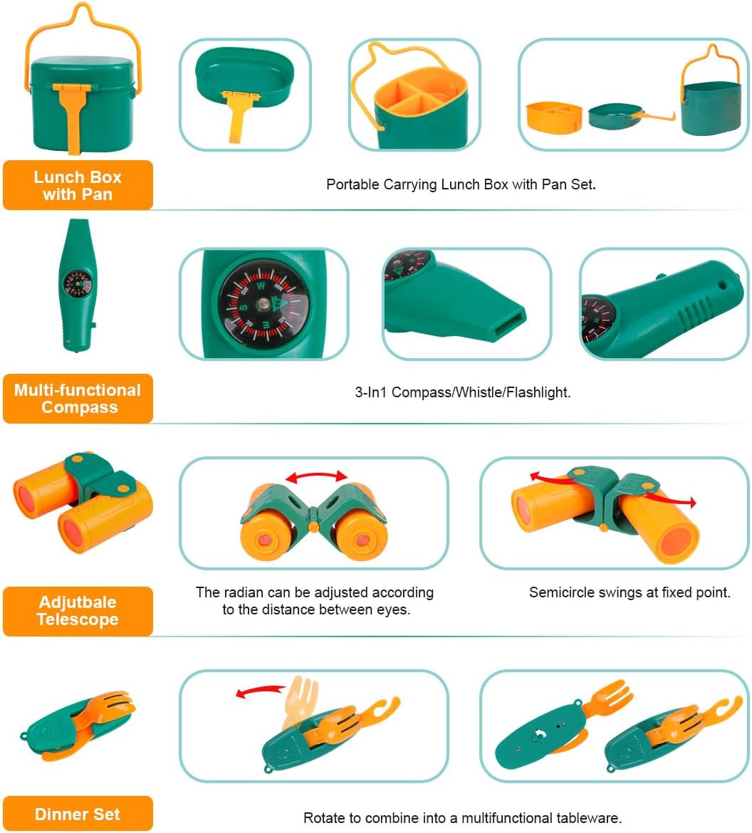 Kids Camping Set with Tent Gift Idea for Boys Age 3,4,5,6 Year Old Birthday