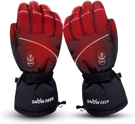 Rechargeable Heated Gloves for Men & Women – Waterproof Windproof Winter Ski Gloves with Touchscreen & 3 Heat Settings, Large