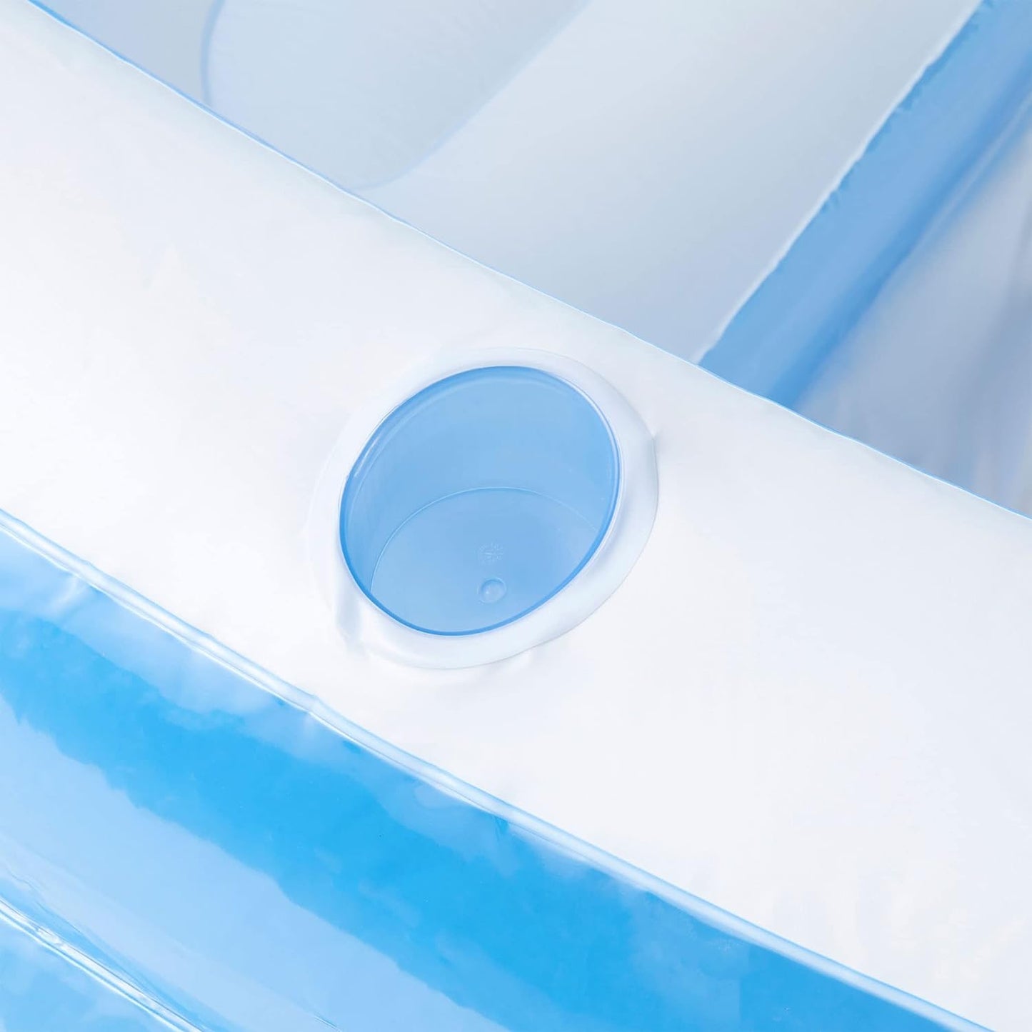 Inflatable Above-Ground Family Lounge Pool: Built-in Bench and Cup Holder