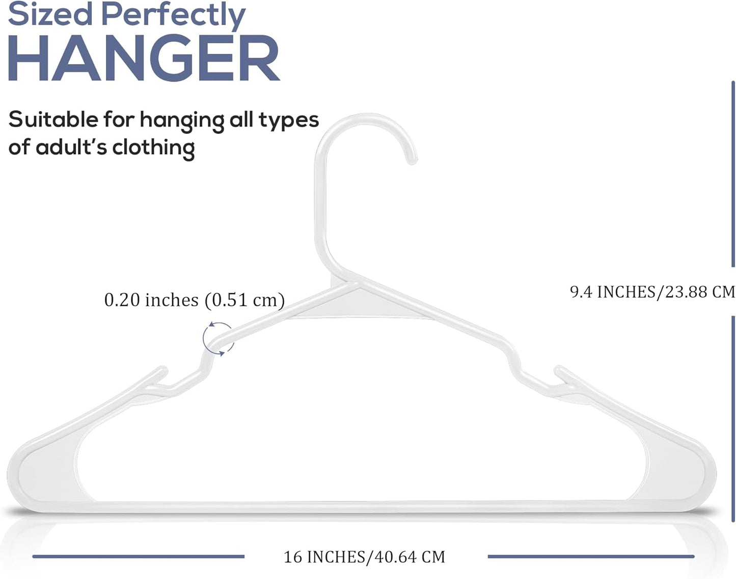 50-Pack Plastic Hangers – Durable Space-Saving Closet Organizers for Apartments and Dorms