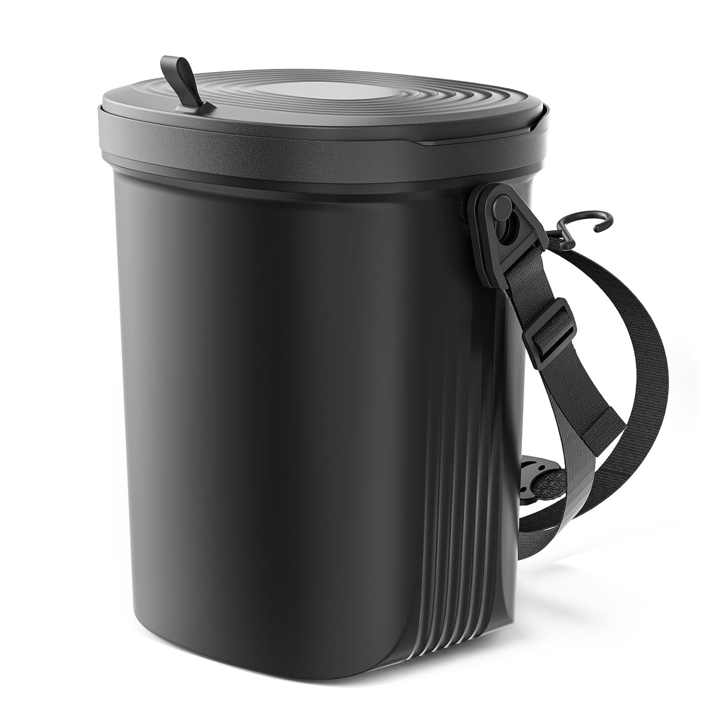 Leakproof Silicone Car Trash Can with Lid – 2 Gallon Vehicle Garbage Bin for Sedan, SUV, Van & Truck – Black