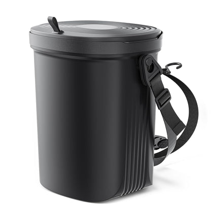Leakproof Silicone Car Trash Can with Lid – 2 Gallon Vehicle Garbage Bin for Sedan, SUV, Van & Truck – Black
