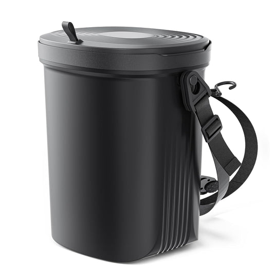 Leakproof Silicone Car Trash Can with Lid – 2 Gallon Vehicle Garbage Bin for Sedan, SUV, Van & Truck – Black