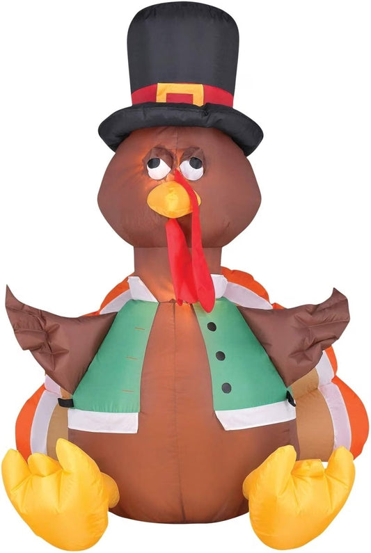 Happy Turkey Thanksgiving Inflatable – Air-Blown Outdoor Fall Holiday Yard Decoration