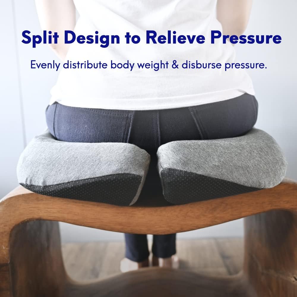 Pressure Relief Seat Cushion – Extra-Dense Memory Foam for Hip & Tailbone Support (Light Grey)