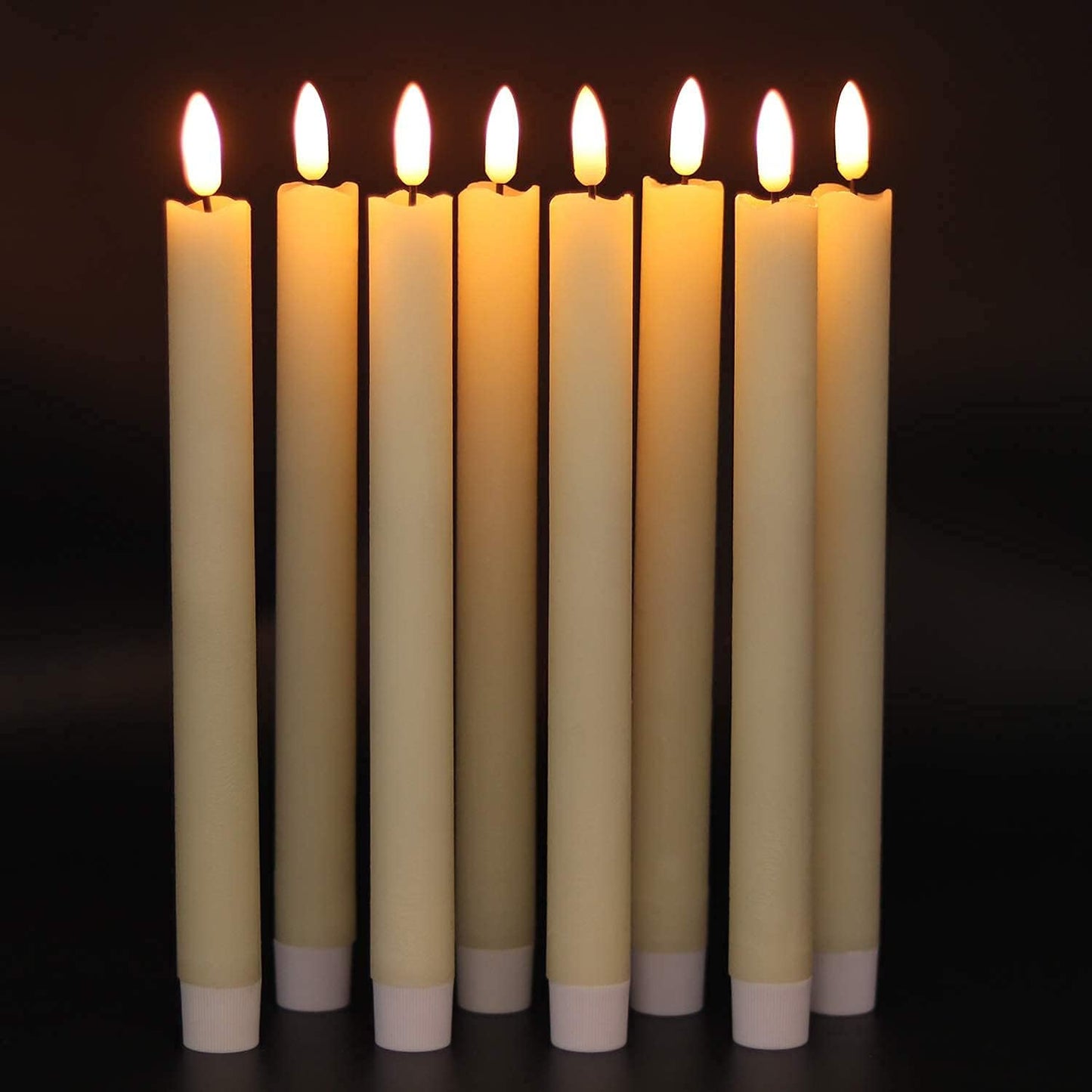 Pack of 6 Flameless Ivory Taper Candles with 10-Key Remote