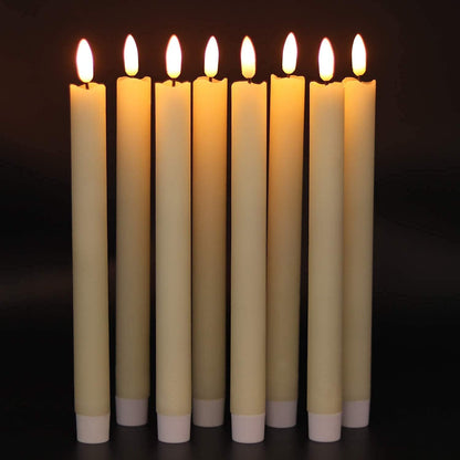 Pack of 6 Flameless Ivory Taper Candles with 10-Key Remote