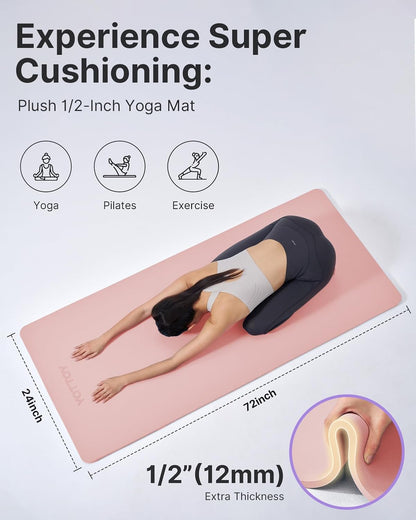 1/2-Inch Extra Thick Non-Slip Yoga Mat - Professional TPE with Carry Strap