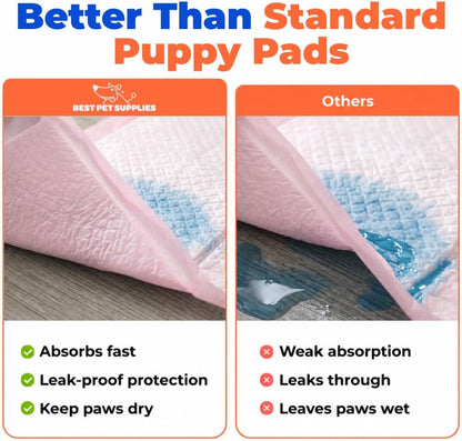 Disposable Puppy Pee Pads – Super Absorbent Dog Training Potty Pads, Baby Pink (100 Count)