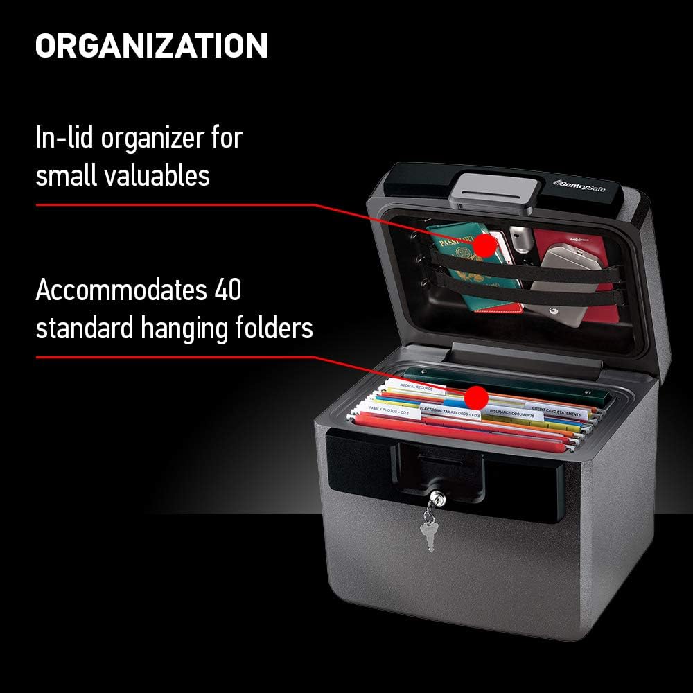 Black Fireproof & Waterproof Safe: Key-Locked File Folder and Document Storage