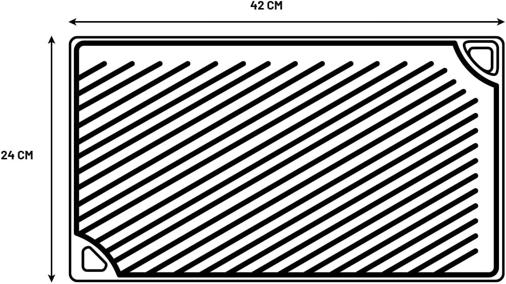 Reversible Cast Iron Grill/Griddle – Dual-Sided Double Burner Pan (Black)