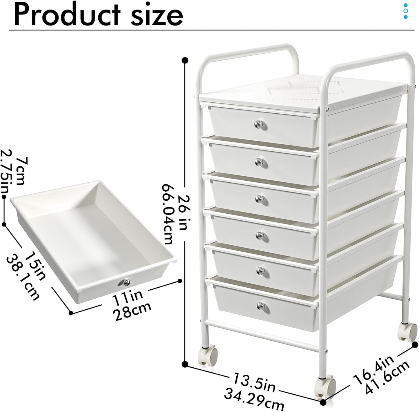 6-Drawer Rolling Storage Cart - Versatile Organizer for Home, Office, and Classroom