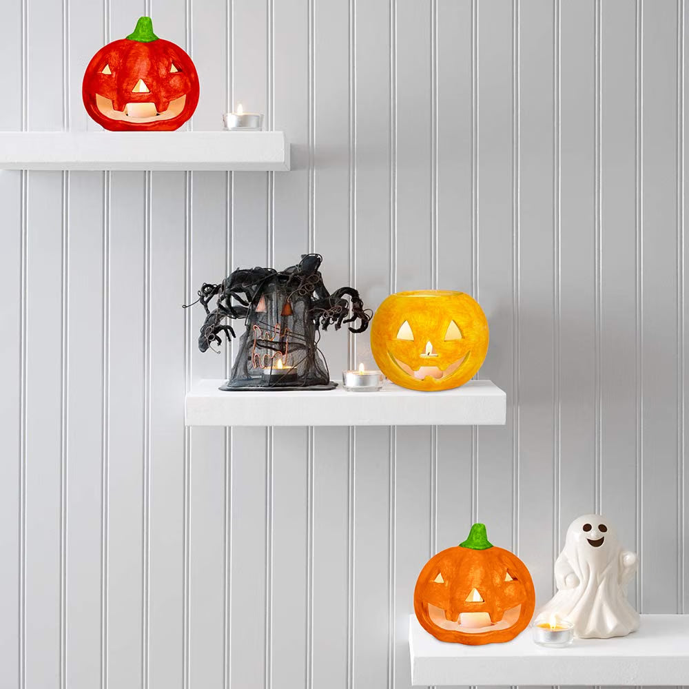 6-Set DIY Ceramic Pumpkin Painting Kit – Jack-o'-Lantern Figurines for Kids, Halloween Classroom Crafts & Party Décor