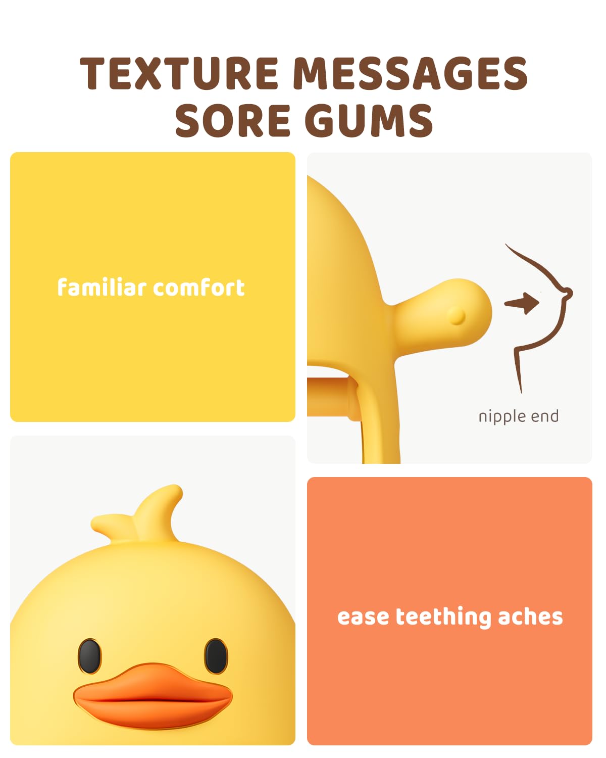 2-Pack Baby Teething Mittens – BPA-Free Silicone Anti-Drop Wrist Teethers (Duckie, 3+ Months)