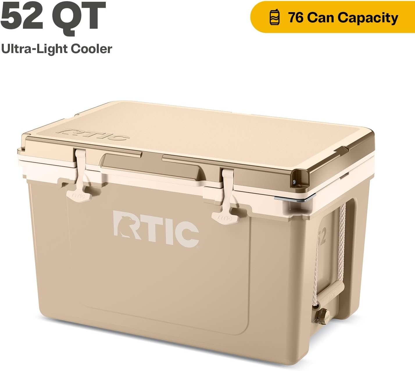 52 Quart Ultra-Light Insulated Cooler – 30% Lighter for Beach, Camping, and Fishing