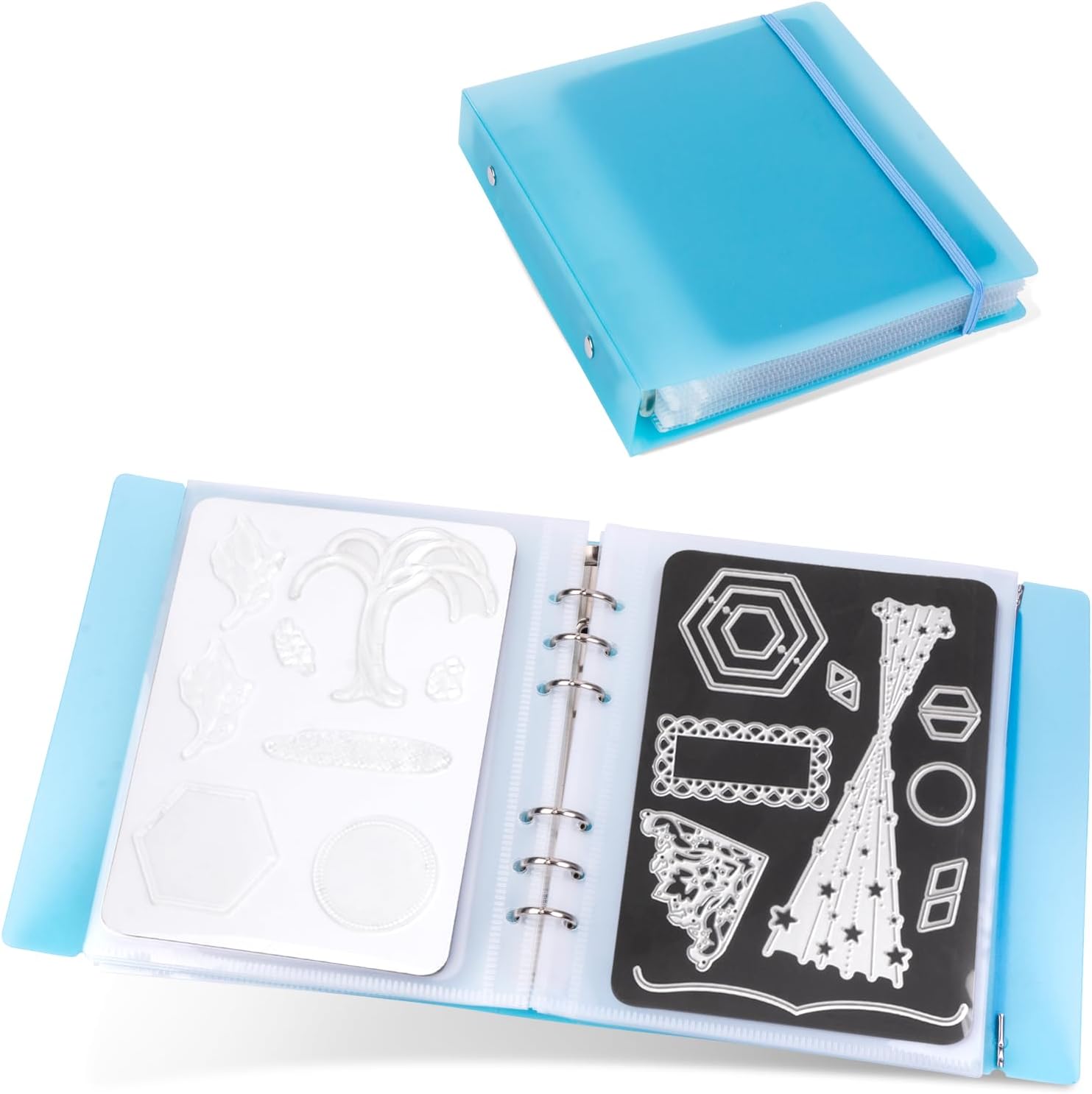 12 Magnetic Sheets for Die and Stamp Storage | Includes Binder Cover and Pockets for Card Making (0.8 mm Thickness)