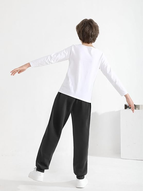 4-Pack Boys’ Fleece Sweatpants – Athletic Jogger Pants with Pockets & Drawstring