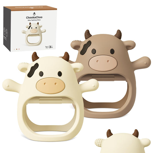 2-Pack Baby Teething Mittens – BPA-Free Silicone Anti-Drop Wrist Teethers (3+ Months)