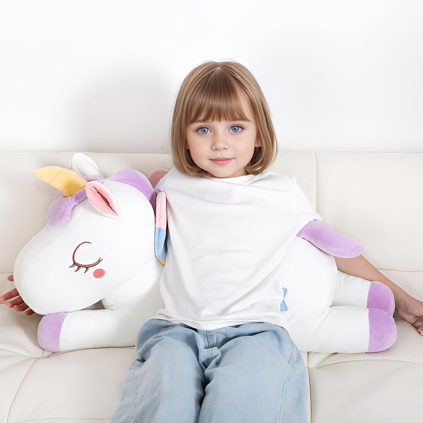 32" Purple Unicorn Plush Toy – Giant Stuffed Animal & Sleeping Pillow for Kids