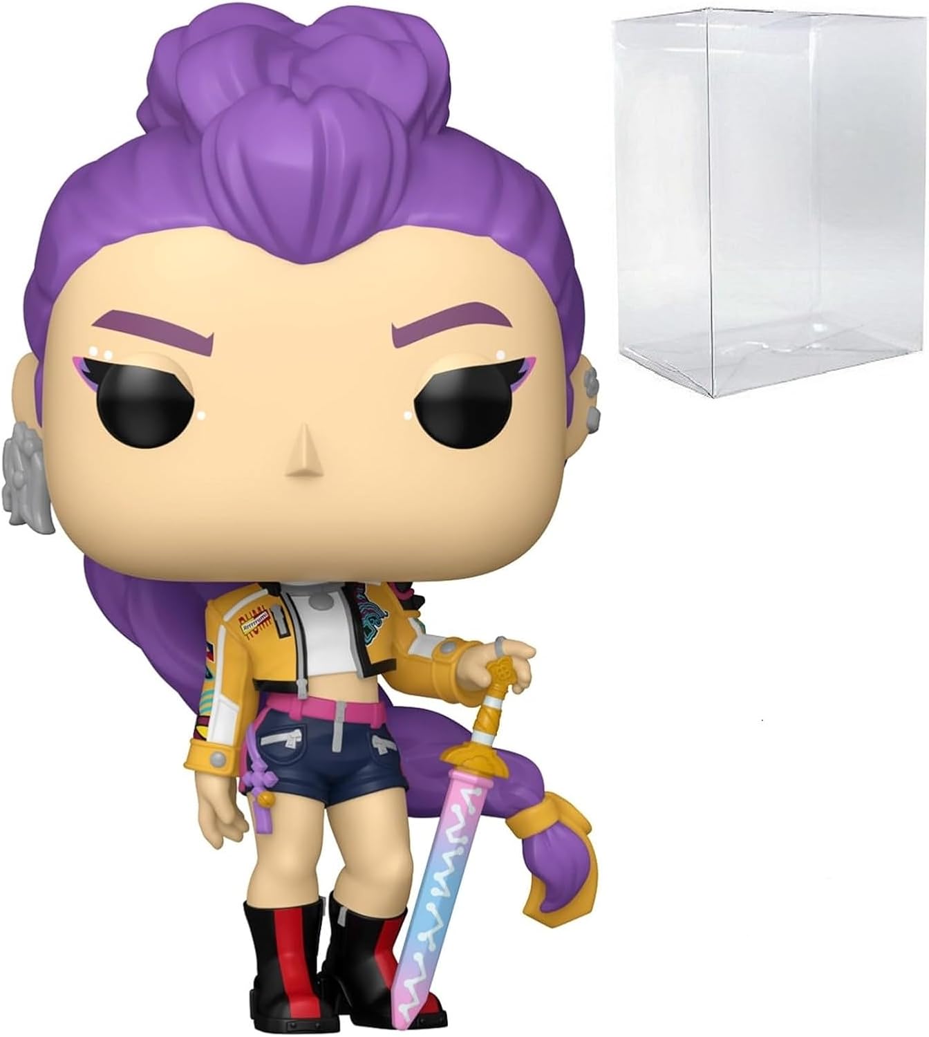 Rumi Vinyl Figure – Kpop Demon Hunters Collectible (3.75") with Compatible Box Protector – Multicolor