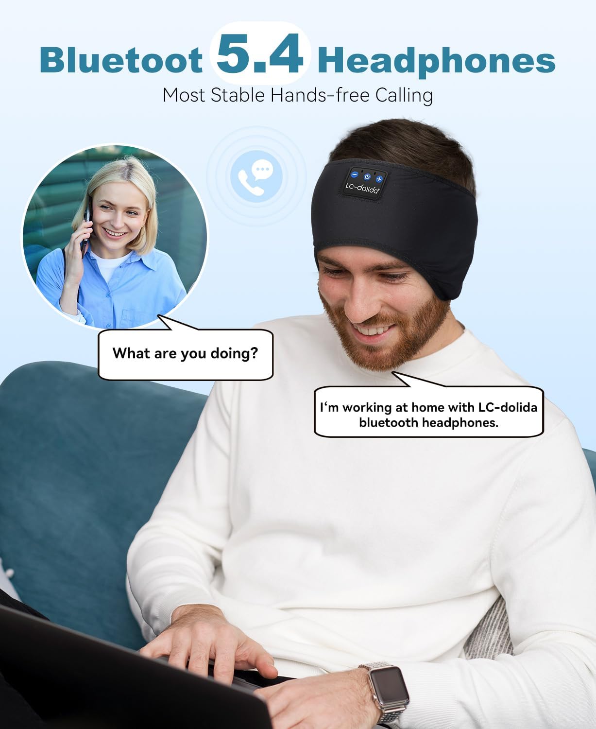 2-Pack Bluetooth Sleep Headphones Ear Warmer Headbands – Wireless Winter Ear Covers for Sports & Sleep