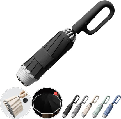 Ring Buckle Umbrella – Reflective Safety Strip, Sturdy Windproof, Reverse Automatic