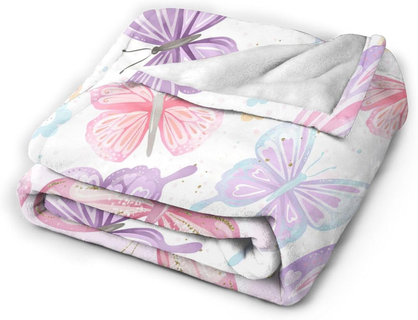 Cozy Pink Butterfly Throw Blanket for Women and Kids – Super Soft Plush Fleece, 40"x50"