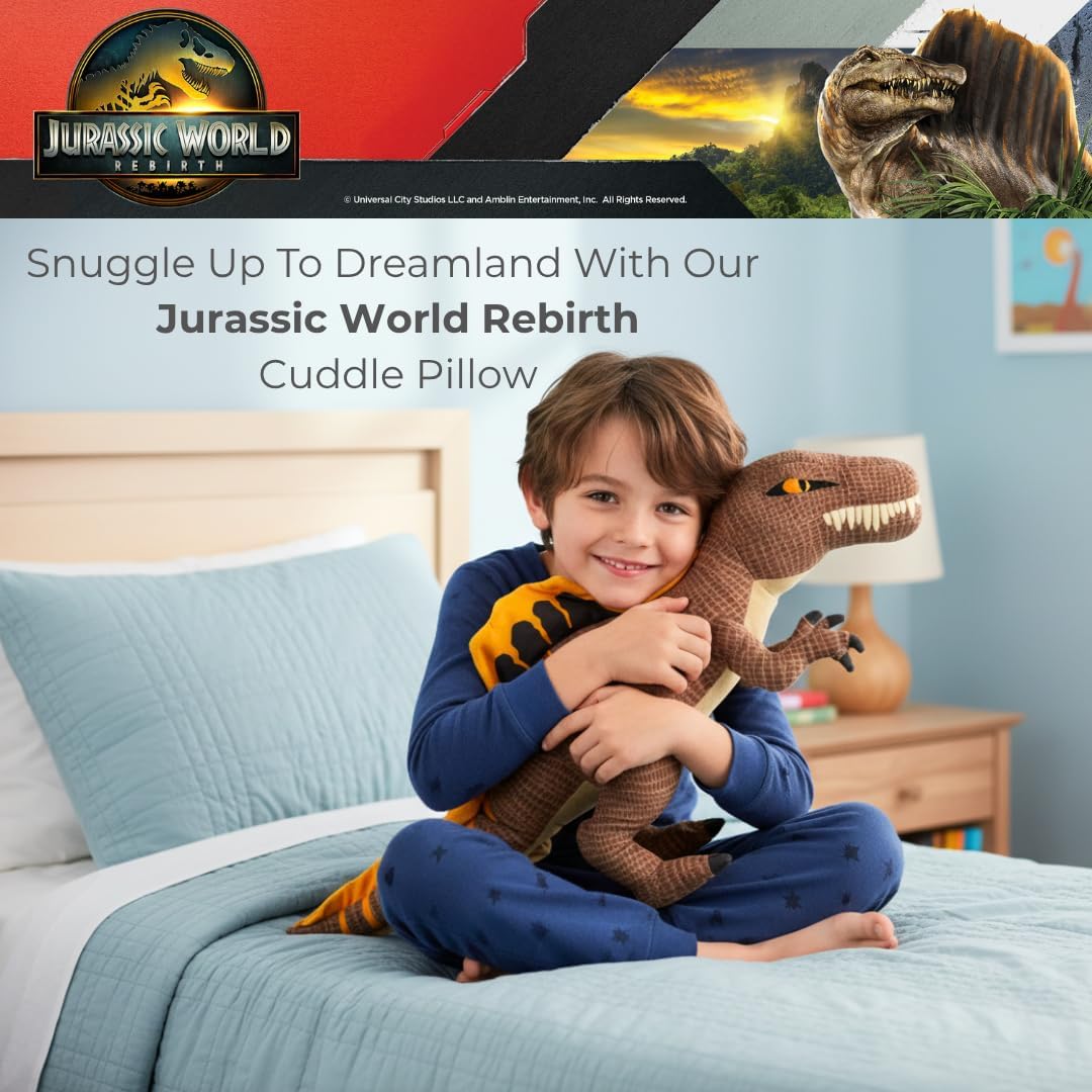Jurassic World Rebirth Spinosaurus Cuddle Pillow – Official Super Soft Kids Plush Pillow