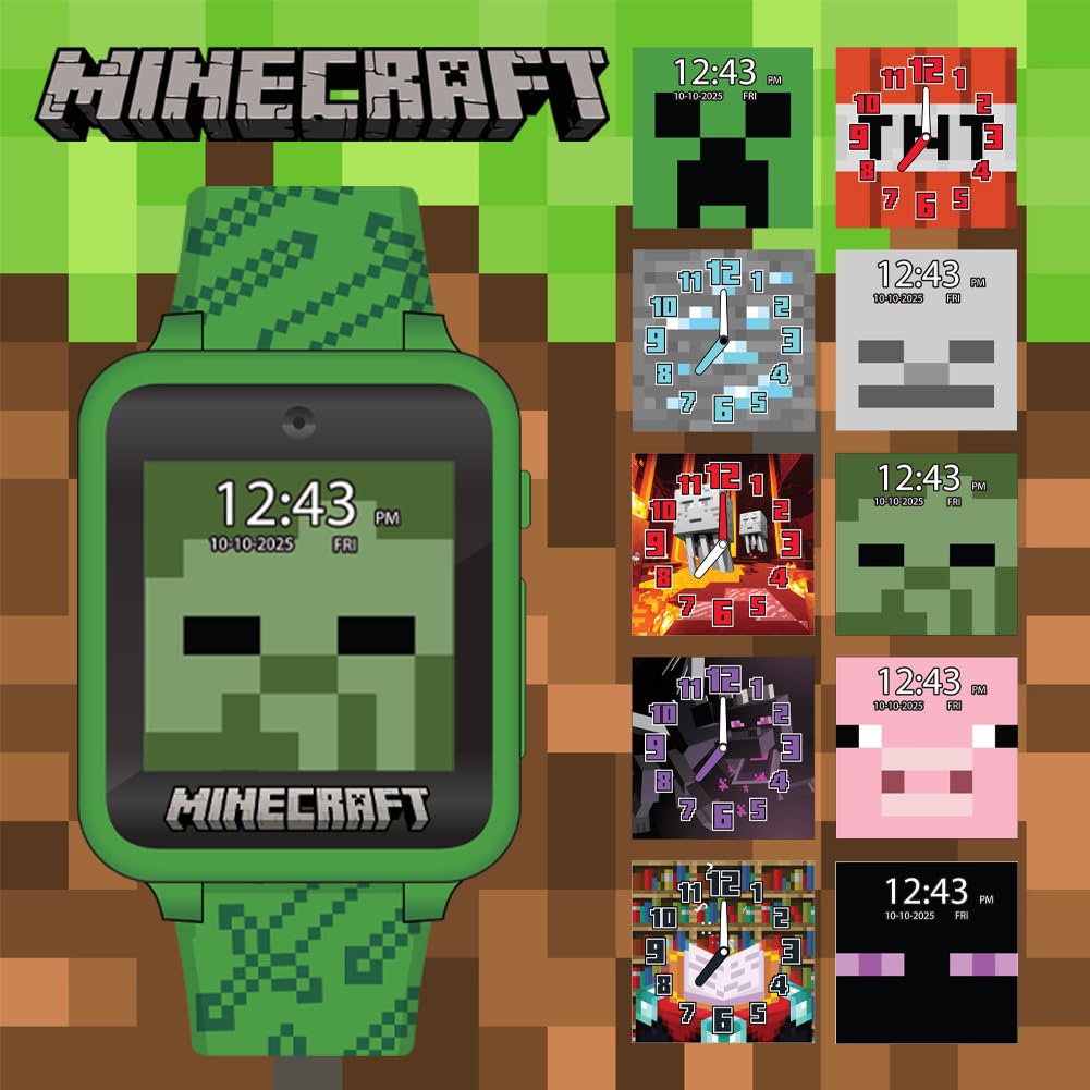 Minecraft Kids Smart Watch with Touchscreen, Camera, & Games