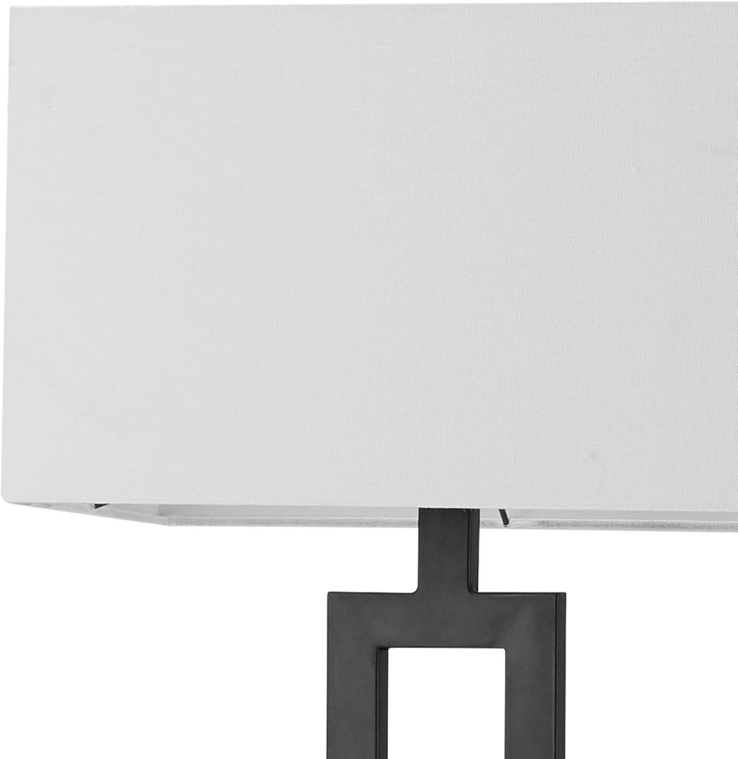 58" Modern Floor Lamp - Matte Black with White Linen Shade