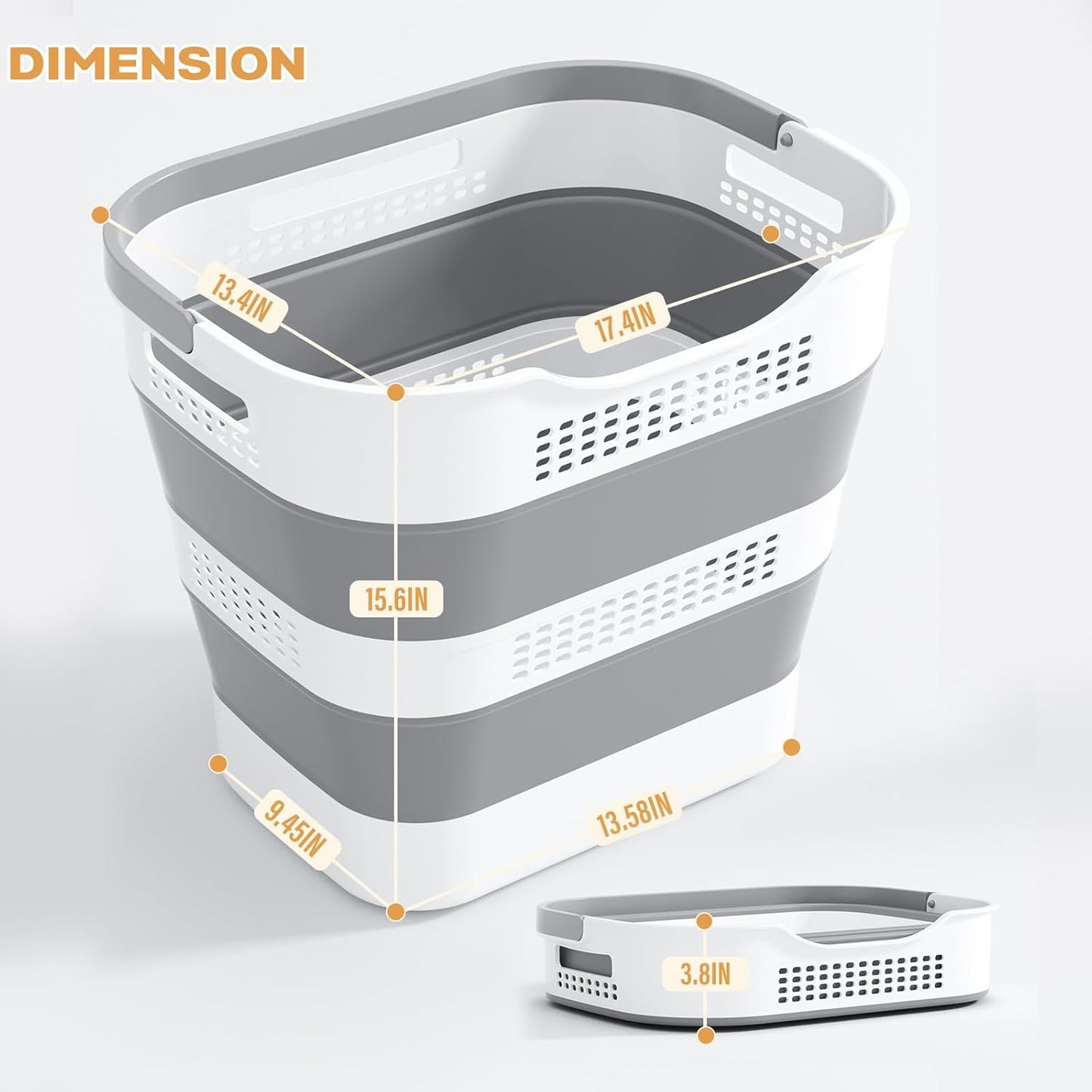 Collapsible Laundry Basket with Handles - Grey, 1 Pack