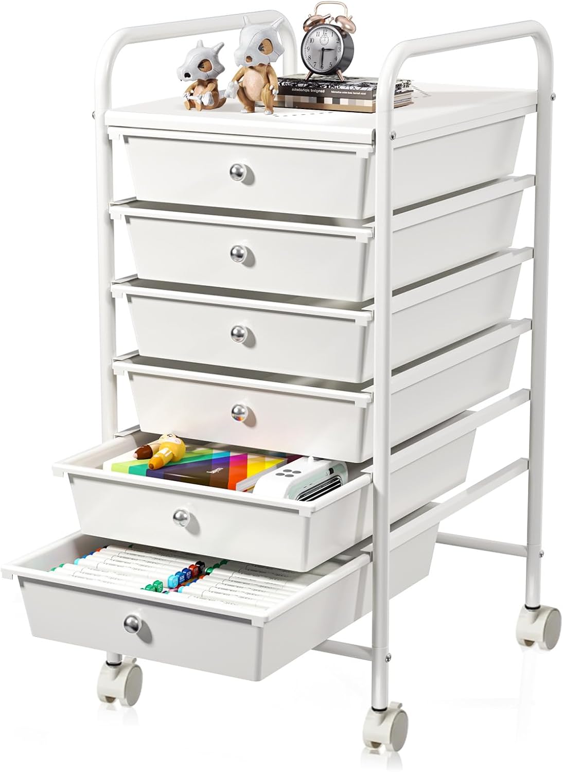 6-Drawer Rolling Storage Cart - Versatile Organizer for Home, Office, and Classroom