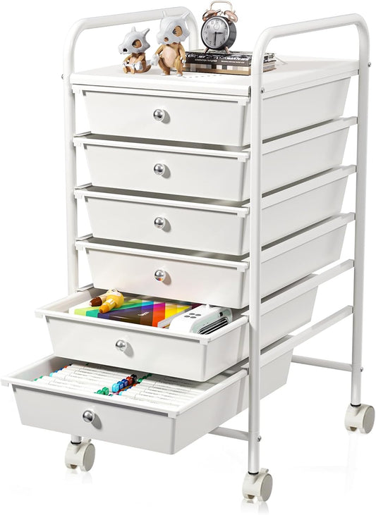 6-Drawer Rolling Storage Cart - Versatile Organizer for Home, Office, and Classroom