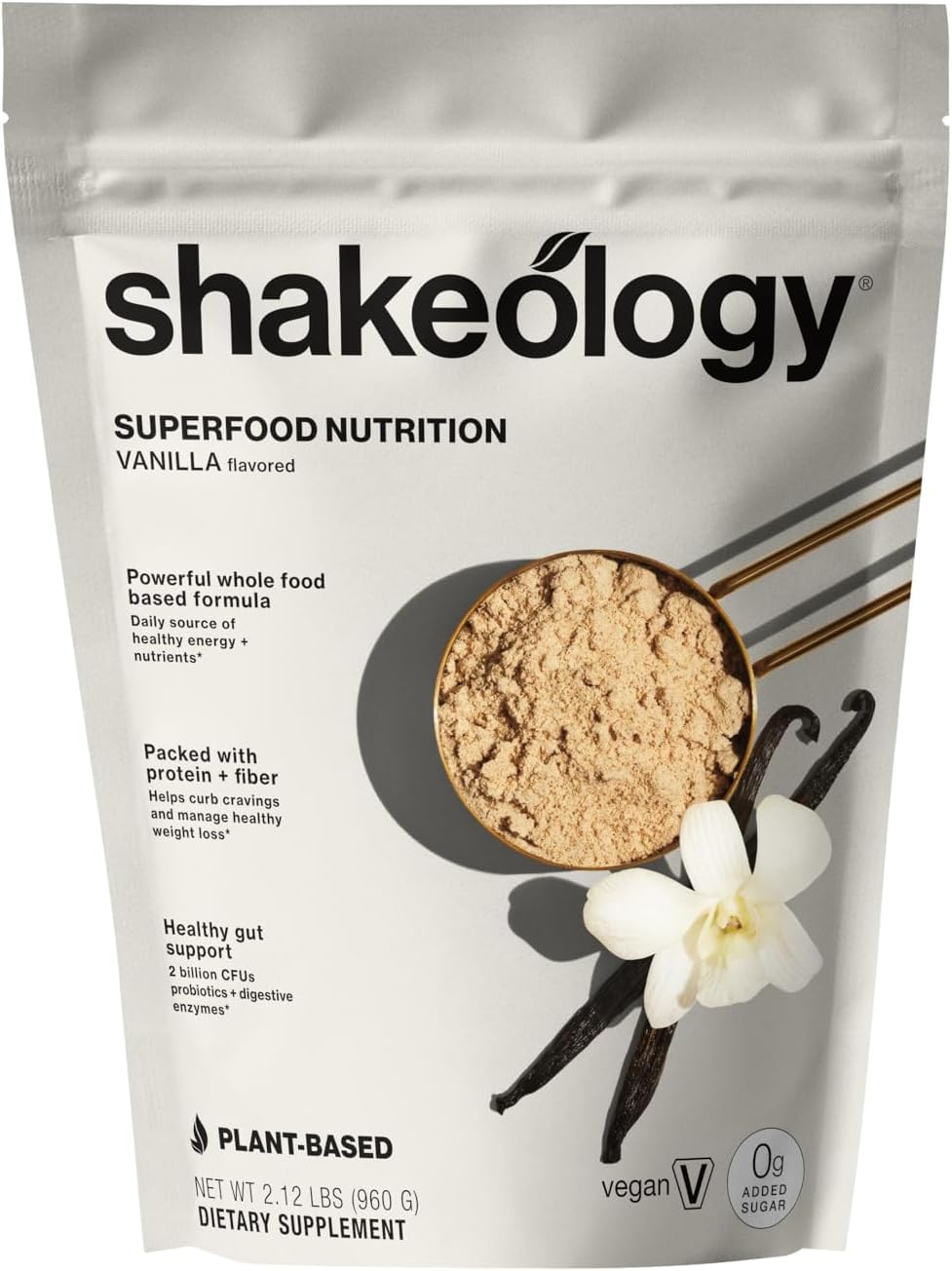 Shakeology Plant-Based Protein Powder – 0g Added Sugar, Vanilla (30 Servings)