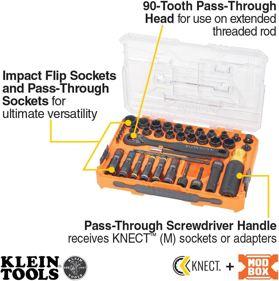 39-Piece SAE/Metric Impact Socket Set with 90-Tooth Ratchet and MODbox Case