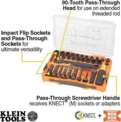 39-Piece SAE/Metric Impact Socket Set with 90-Tooth Ratchet and MODbox Case