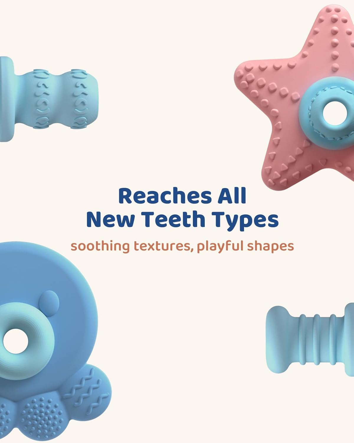 SeaBite Baby Silicone Tube Teether – BPA-Free Sensory Teething Relief (3–12 Months)