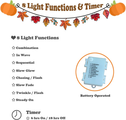 Light-Up Thanksgiving Turkey Gift Boxes – 80-Light Prelit Fall Porch & Table Decorations with 8 Modes & Timer