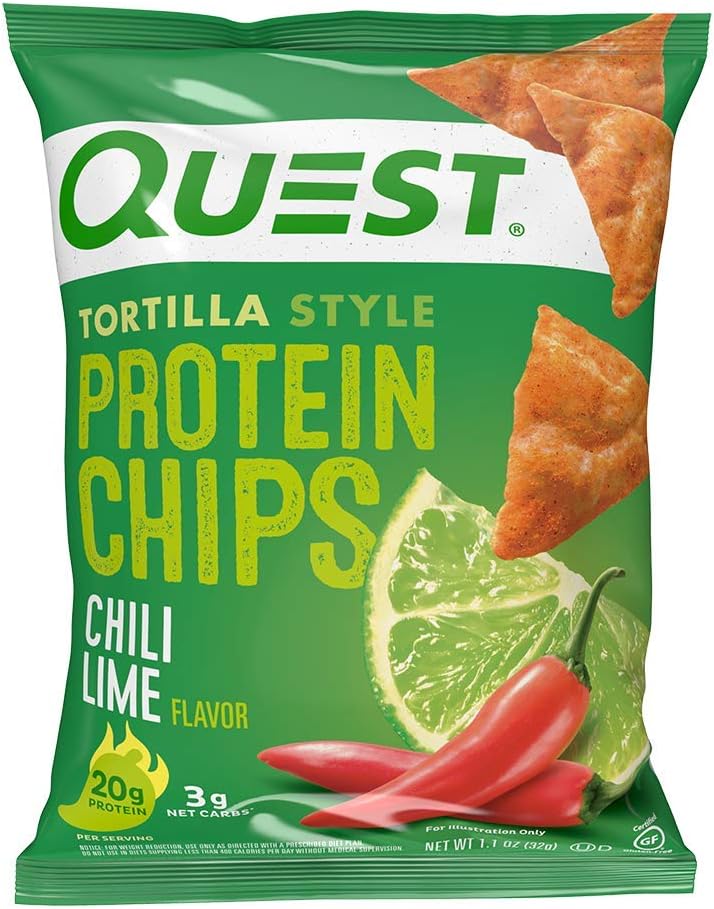 Chili Lime Tortilla-Style Protein Chips – 20g Protein, 3g Net Carbs, Gluten-Free (Pack of 12)