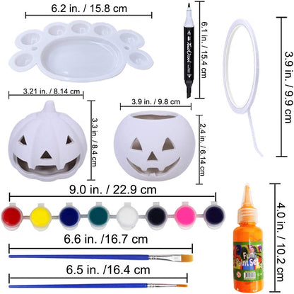 6-Set DIY Ceramic Pumpkin Painting Kit – Jack-o'-Lantern Figurines for Kids, Halloween Classroom Crafts & Party Décor
